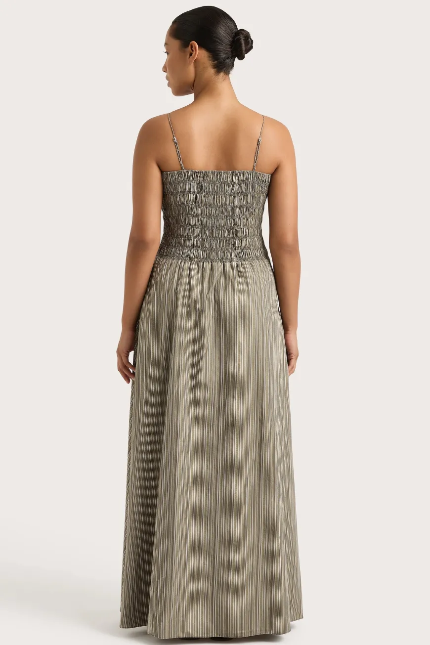 Lida Maxi Dress Khaki Stripe