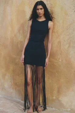 Maceio Fringed Dress Black