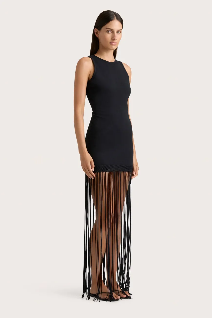 Maceio Fringed Dress Black