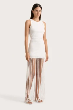 Maceio Fringed Dress White