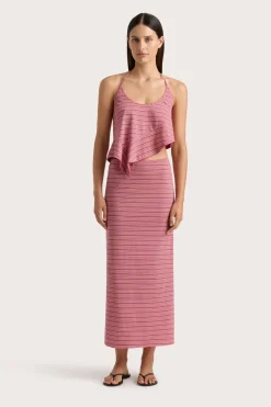 Maceio Midi Skirt Vermillion Stripe