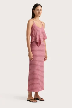 Maceio Midi Skirt Vermillion Stripe