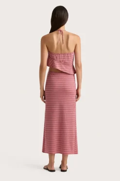 Maceio Midi Skirt Vermillion Stripe