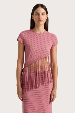 Maceio T-Shirt Vermillion Stripe