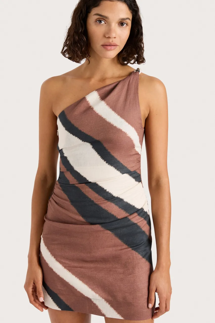 Marga Mini Dress Futura Stripe Chocolate