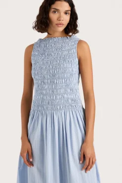 Noa Maxi Dress Blue Pinstripe
