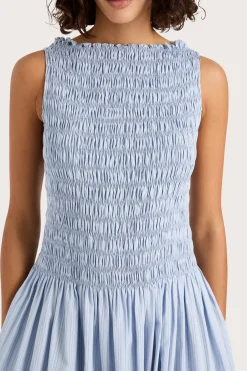Noa Maxi Dress Blue Pinstripe