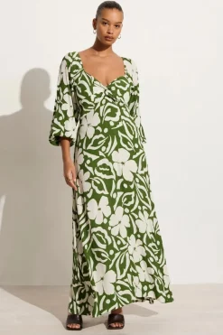 Ondina Midi Dress Pavito Floral Olive - Final Sale