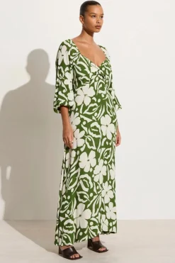 Ondina Midi Dress Pavito Floral Olive - Final Sale