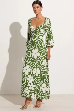 Ondina Midi Dress Pavito Floral Olive - Final Sale