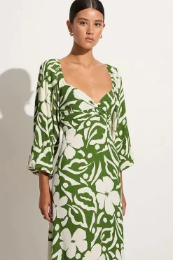 Ondina Midi Dress Pavito Floral Olive - Final Sale