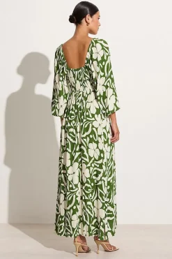 Ondina Midi Dress Pavito Floral Olive - Final Sale