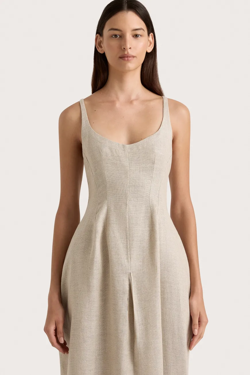 Sanne Midi Dress Oatmeal