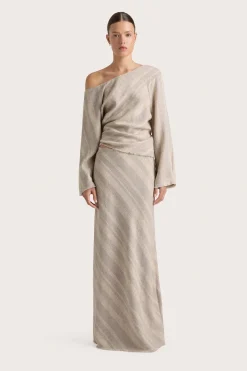 Sao Paulo Skirt Sand Sky Stripe