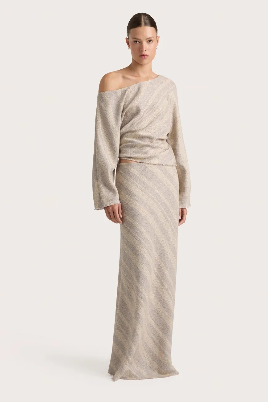 Sao Paulo Skirt Sand Sky Stripe