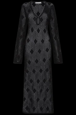 Serena Pointelle Knit Dress Black