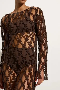 Sintra Macrame Dress Chocolate - Final Sale